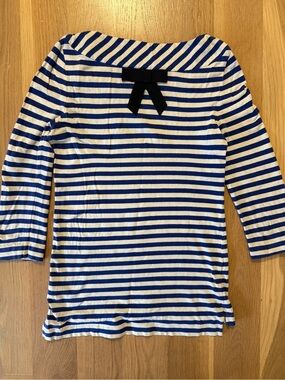 Kate Spade Blue and White Striped Top with bow on the back size XS